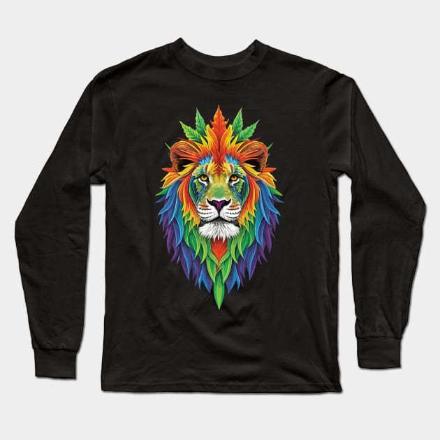 Rasta Reggae Lion Beautiful Jamaican Rastafarian Design Long Sleeve T-Shirt by PugSwagClothing